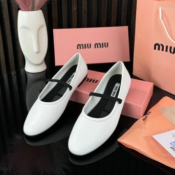 Балетки женские MIU MIU на лето кожаные белые BU2905