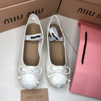 Балетки женские MIU MIU на лето кожаные белые BU2941