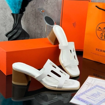 Сабо женские HERMES летние кожаные белые BU2952