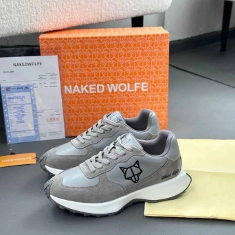 Кроссовки женские NAKED WOLFE спорт натуральная кожа с замшей мышиные PR3055