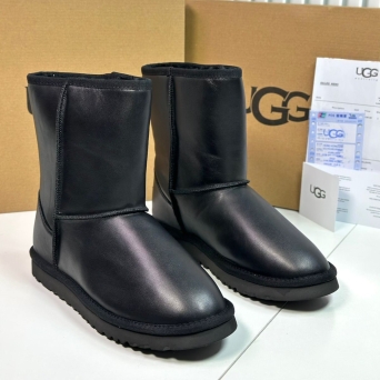 Угги мужские зимние UGG высокие натуральная кожа черные PR3048