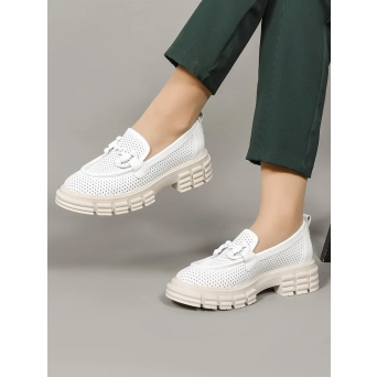 Лоферы женские натуральная кожа белые 011-762 Beyaz