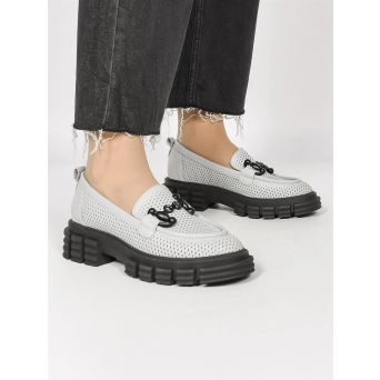 Лоферы женские натуральная кожа серые 011-762 Gri