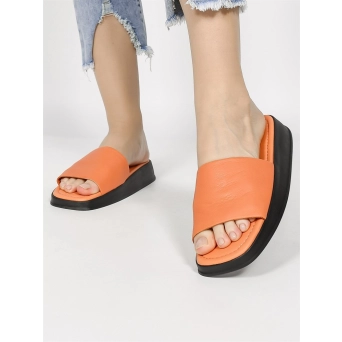 Сабо женские летние натуральная кожа коралловые 40 Orange