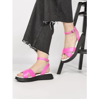 Босоножки женские летние натуральная кожа фуксия 117 Fusiya