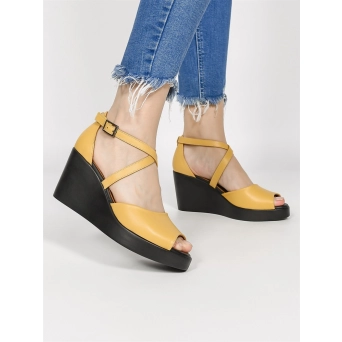 Босоножки женские летние натуральная кожа желтые 127-04-134