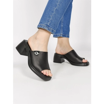 Сабо женские летние натуральная кожа черные 128-01