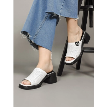 Сабо женские летние натуральная кожа белые 128-11