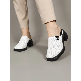 Сабо женские летние натуральная кожа белые 130-11