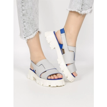 Босоножки женские летние натуральная кожа серые 253 Denim Босоножки женские летние натуральная кожа серые 253 Denim