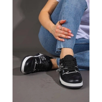 Кеды женские брендовые искусственная кожа черные 3629 Кеды женские брендовые искусственная кожа черные 3629