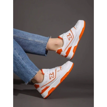 Кеды женские брендовые искусственная кожа белые с оранжевым 3632 Кеды женские брендовые искусственная кожа белые с оранжевым 3632