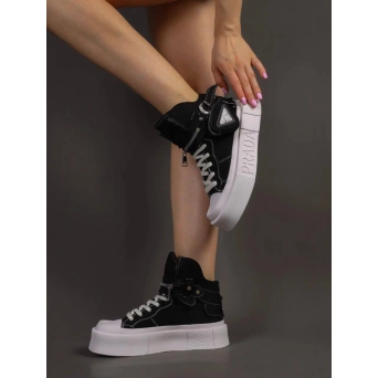 Ботинки женские брендовые текстильные черные 3636 Ботинки женские брендовые текстильные черные 3636