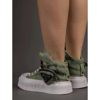 Ботинки женские брендовые текстильные хаки 3637 Ботинки женские брендовые текстильные хаки 3637