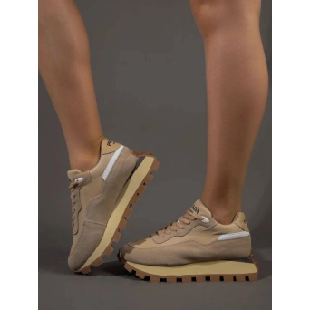 Кроссовки женские брендовые натуральная кожа бежевые 3638 Кроссовки женские брендовые натуральная кожа бежевые 3638