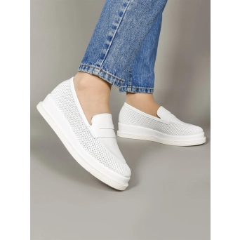 Лоферы женские летние натуральная кожа белые 970-05 Лоферы женские летние натуральная кожа белые 970-05